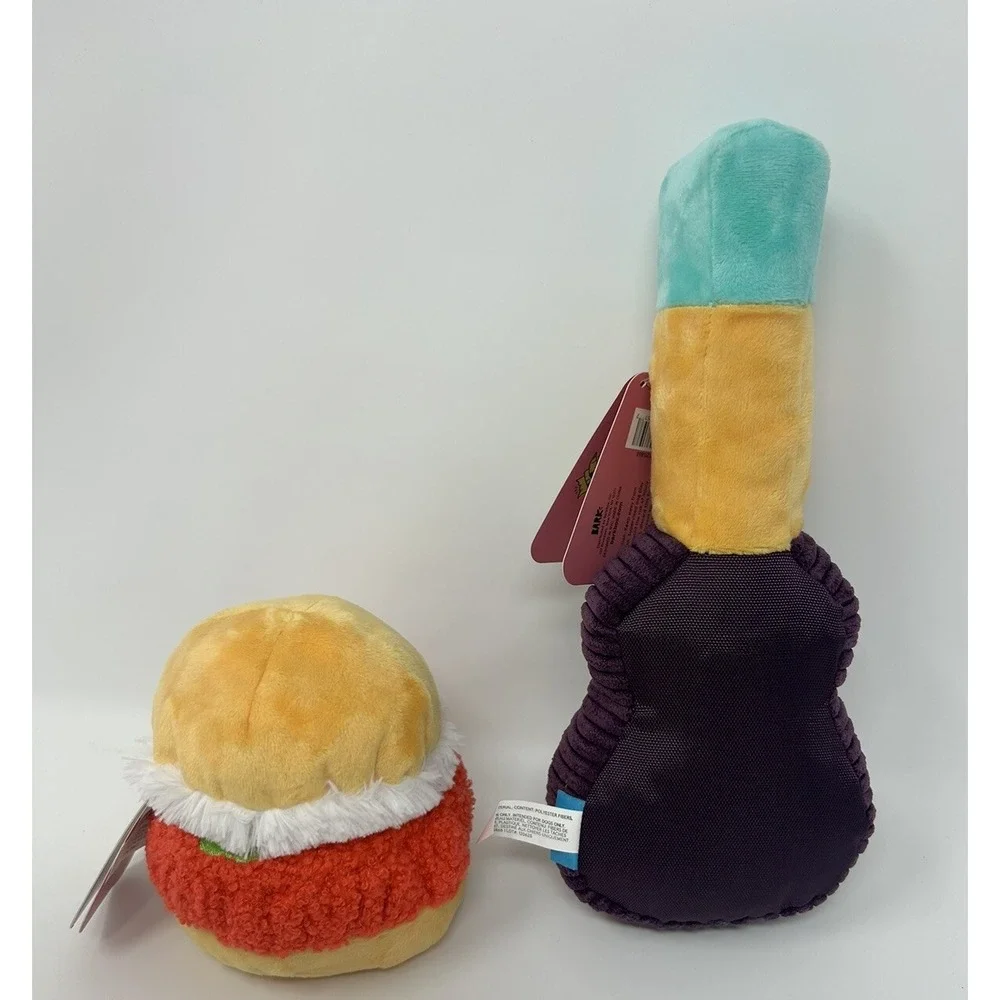 2 Pack Bark Box Dog Toy 1 Drool Drops On My Guitar M-L/ 1 Hot Lickin Chicken Med